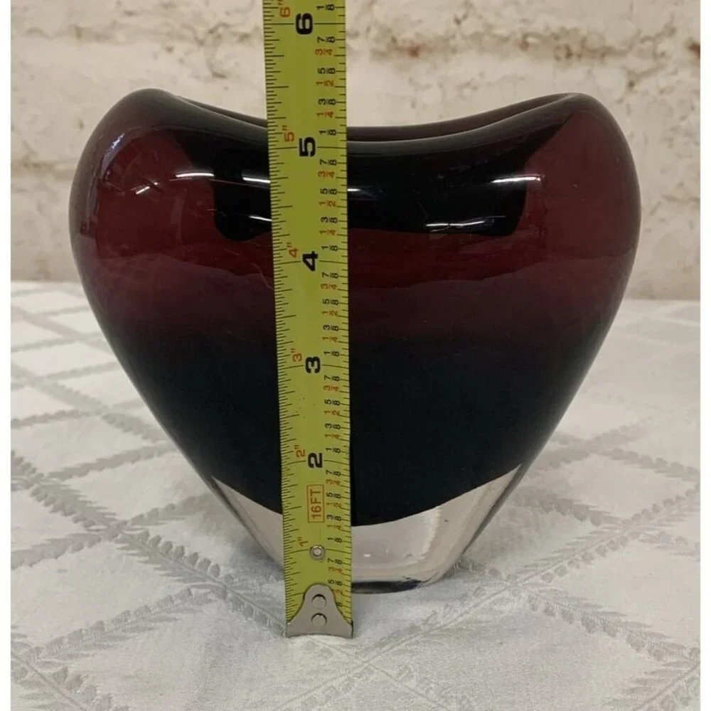 Purple Abstract Glass Vase Art Heavy 5.5